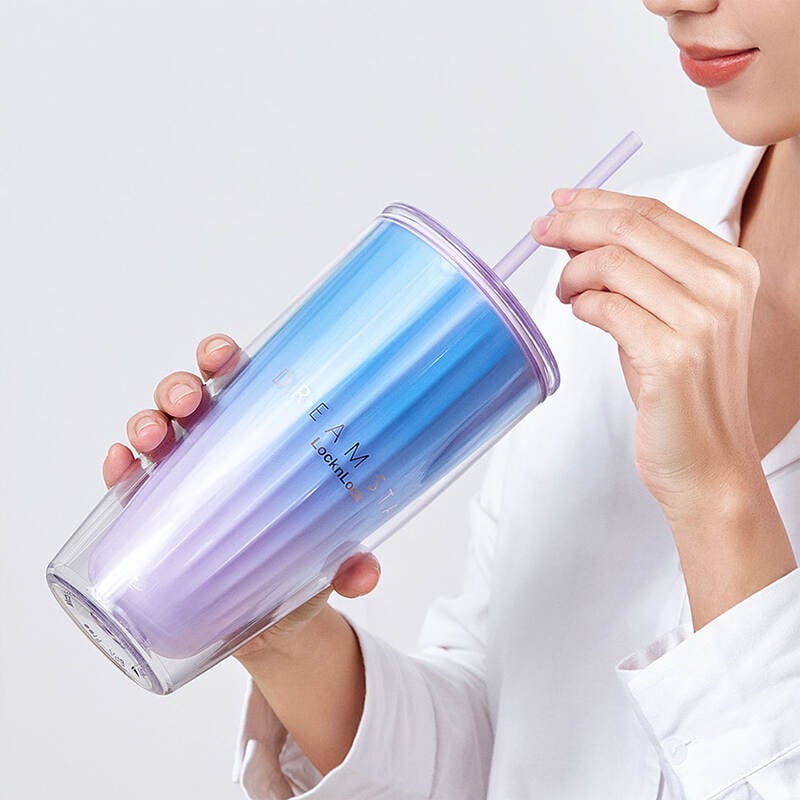 Ly Nhựa 2 Lớp LocknLock Kèm Ống Hút Dream Star Double Wall Cold Cup 750ml - 2 Màu (Xanh Dương, Tím) - HAP522BLU, HAP522VOL image number null